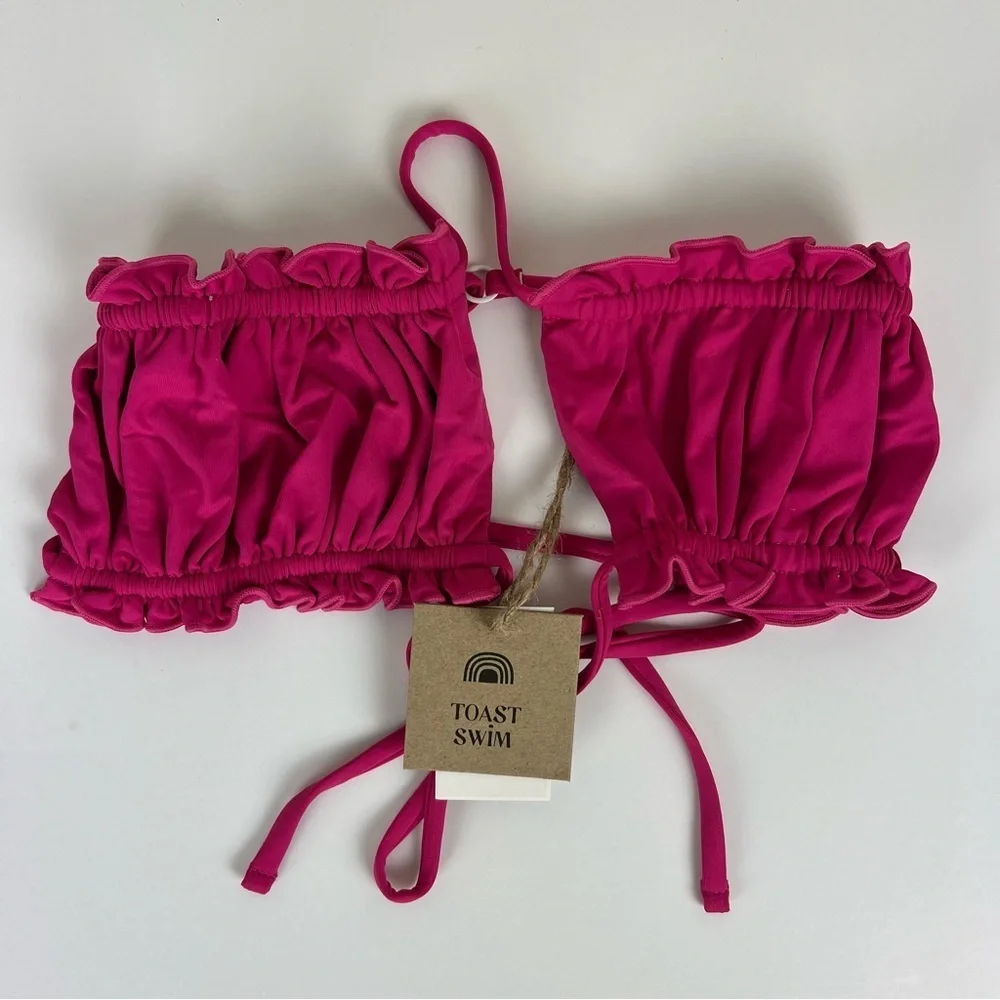 Toast Swim Free People | Ruffle Bandeau Bikini Top In Beetroot | XS
